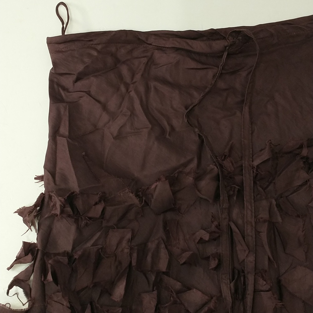 100% Silk Skirt Rag Ruffles Tiered Effect Chan Luu Long Maxi Brown Burgundy SeeM - Picture 6 of 12